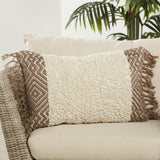 Jaipur Living Lawson Indoor/ Outdoor Geometric Cream/ Taupe Pillow Cover (16"X24" Lumbar)