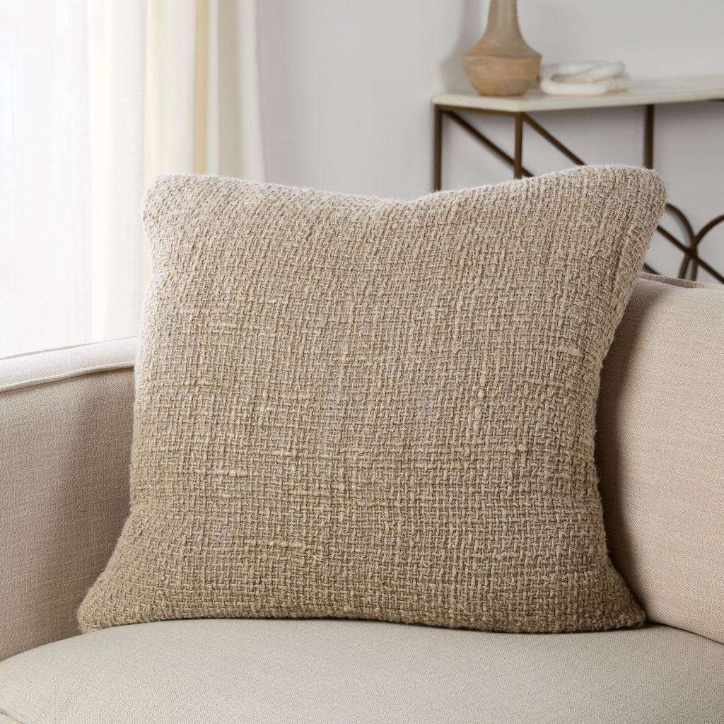 Jaipur Living Tordis Solid Taupe Pillow Cover (22" Square)