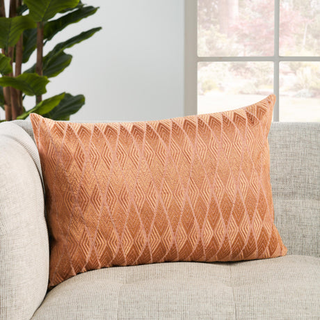 Jaipur Living Milton Geometric Rose/ Terracotta Pillow Cover (16"X24" Lumbar)