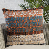 Jaipur Living Zyan Indoor/ Outdoor Trellis Orange/ Blue Pillow Cover (22" Square)