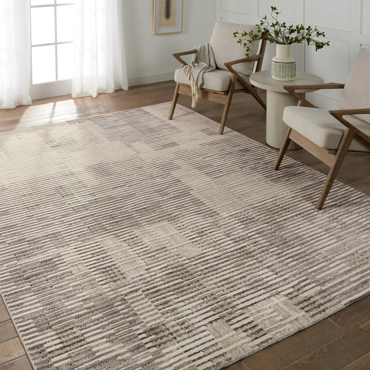 Jaipur Living Gravity Striped Gray/ Cream Area Rug (5'3"X8')