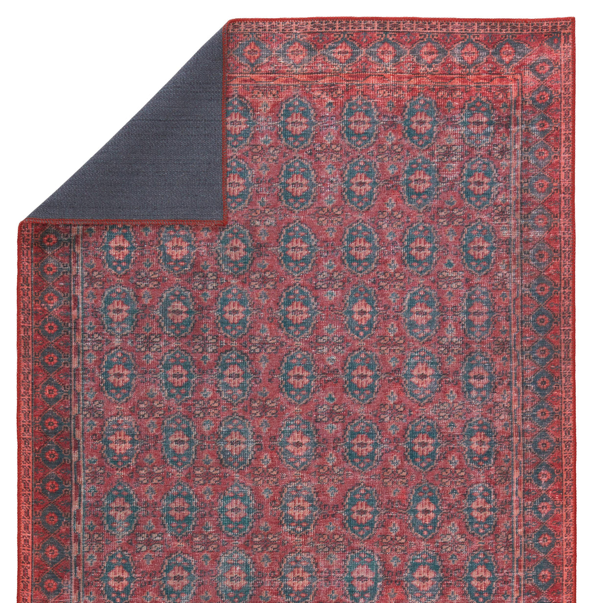 Kate Lester + Jaipur Living Kalinar Damask Dark Red/ Blue Area Rug (7'6"X10')