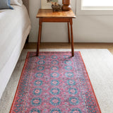 Kate Lester + Jaipur Living Kalinar Damask Dark Red/ Blue Runner Rug (2'6"X10')