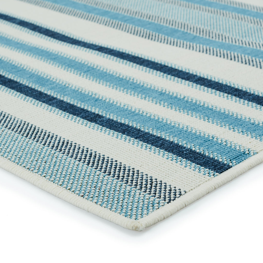 Vibe By Jaipur Living Lloria Indoor/ Outdoor Striped Blue/ Cream Runner Rug (2'6"X8')