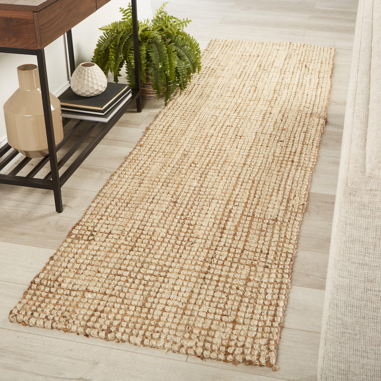 Jaipur Living Mayen Natural Solid White/ Tan Runner Rug (2'6"X9')