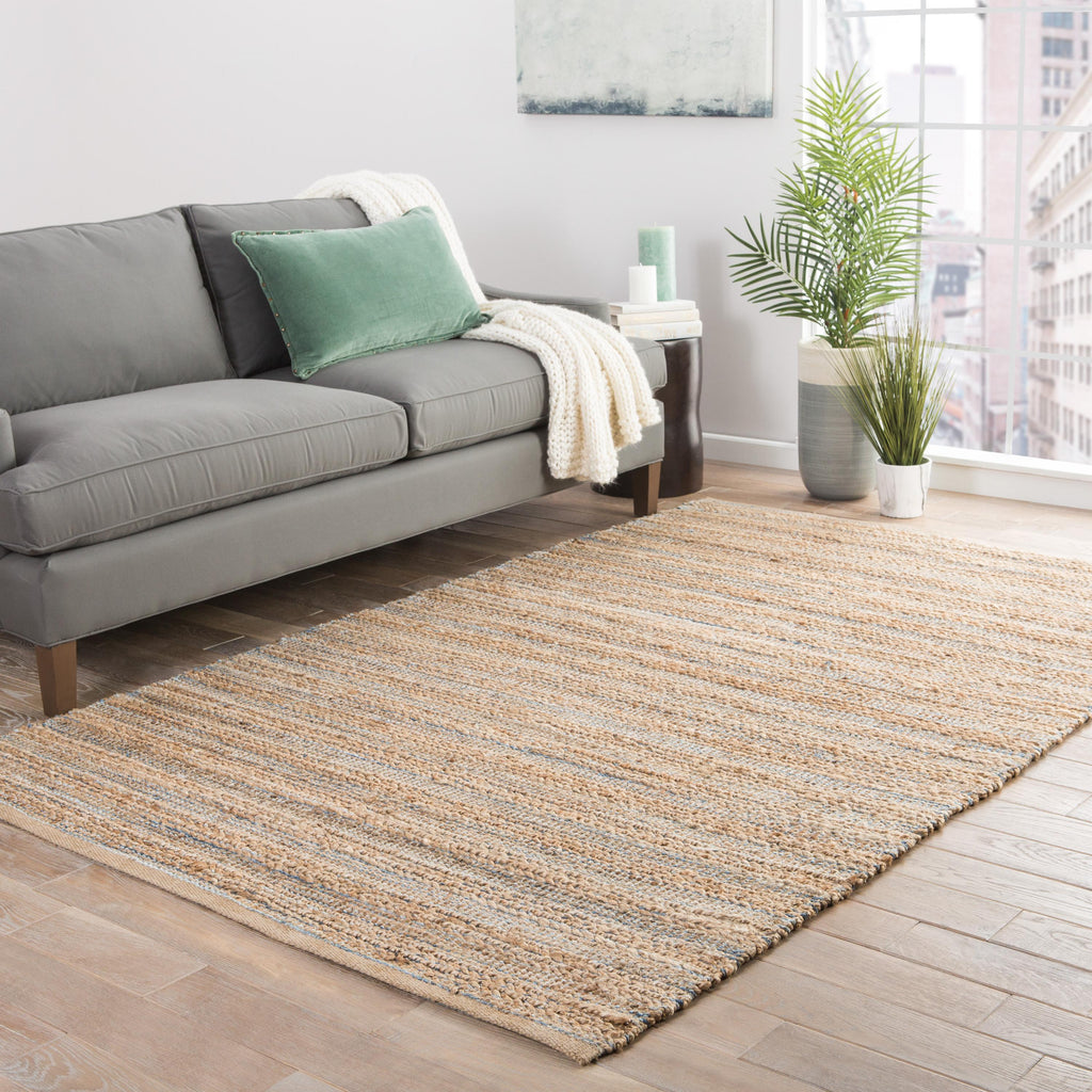 Jaipur Living Canterbury Natural Solid Beige/ Blue Area Rug (5'X8')