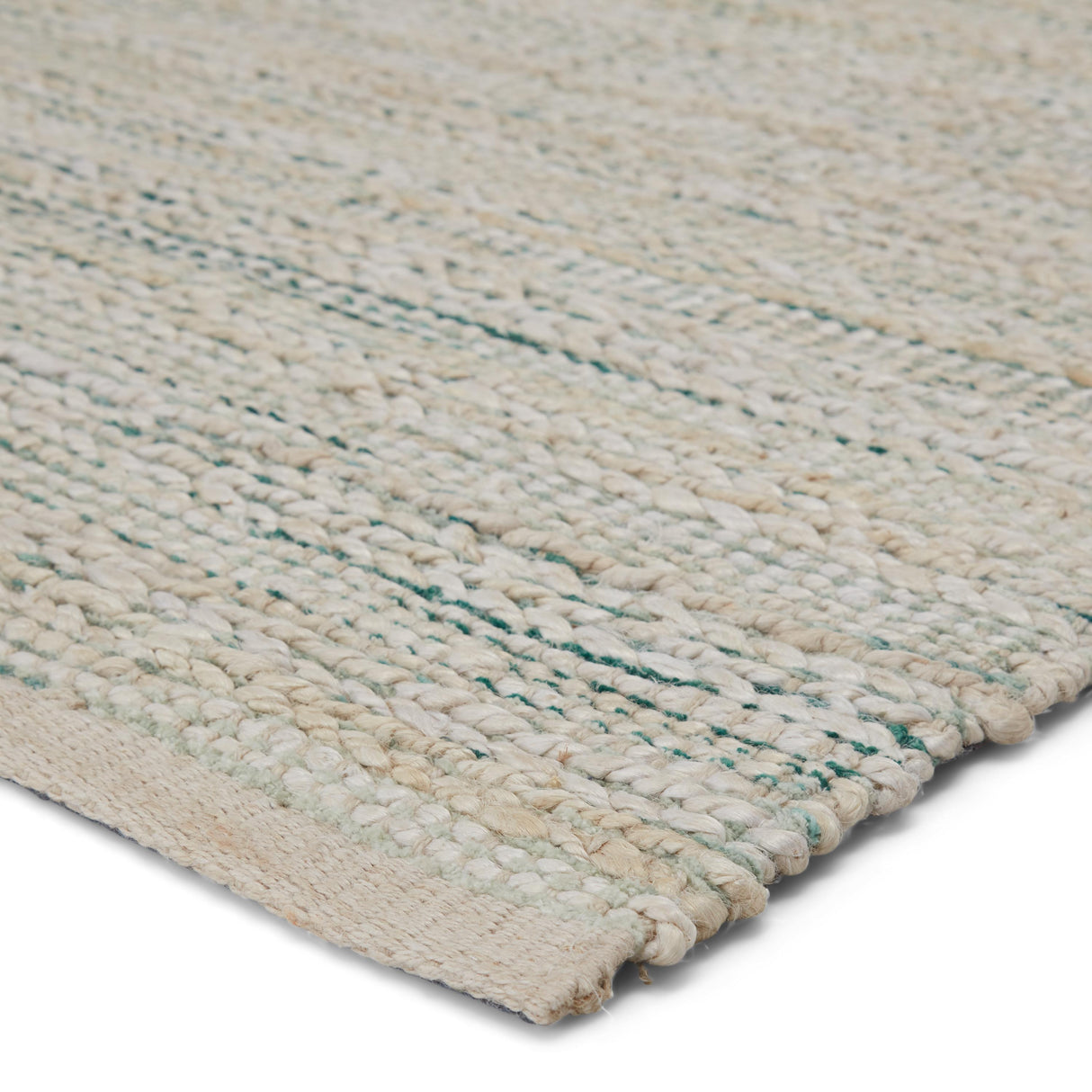 Jaipur Living Canterbury Natural Striped White/ Turquoise Area Rug (5'X8')
