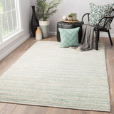 Jaipur Living Canterbury Natural Striped White/ Turquoise Area Rug (5'X8')