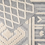 Jaipur Living Sani Indoor/ Outdoor Geometric Gray/ Cream Area Rug (5'3"X7'6")
