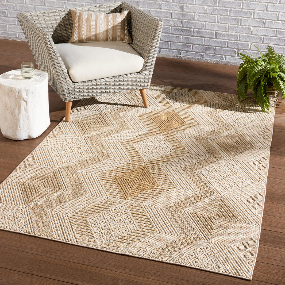 Jaipur Living Reyes Indoor/ Outdoor Trellis Beige/ Light Brown Area Rug (10'X14')