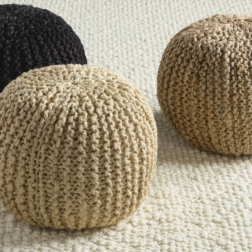 Vibe By Jaipur Living Azene Handmade Solid Beige Cylinder Pouf