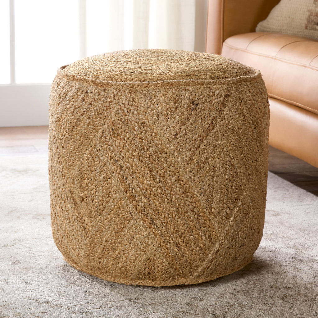 Vibe By Jaipur Living Lenore Handmade Solid Tan Cube Pouf