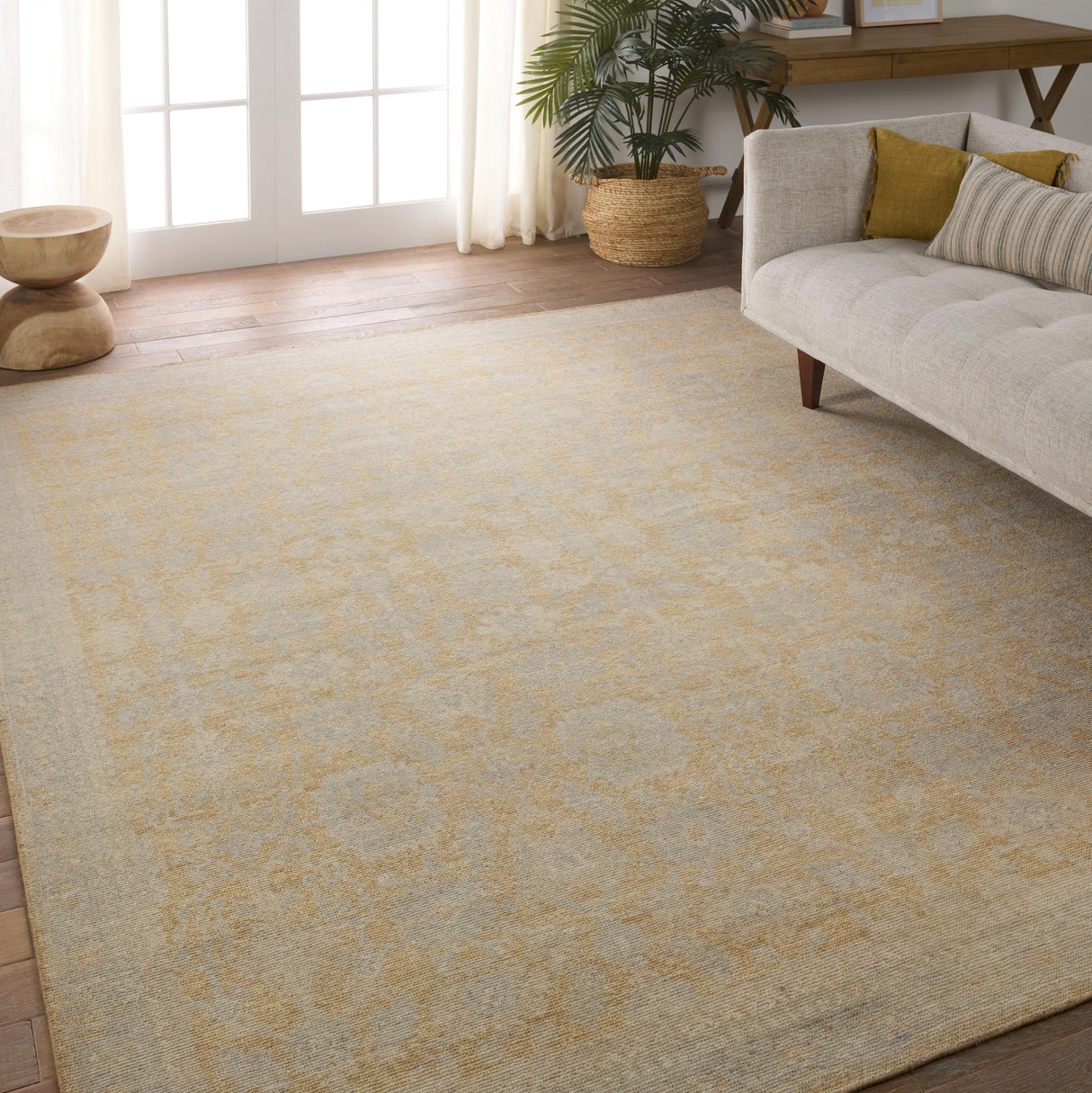 Jaipur Living Antony Hand-Knotted Floral Yellow/ Light Gray Area Rug (10'X14')