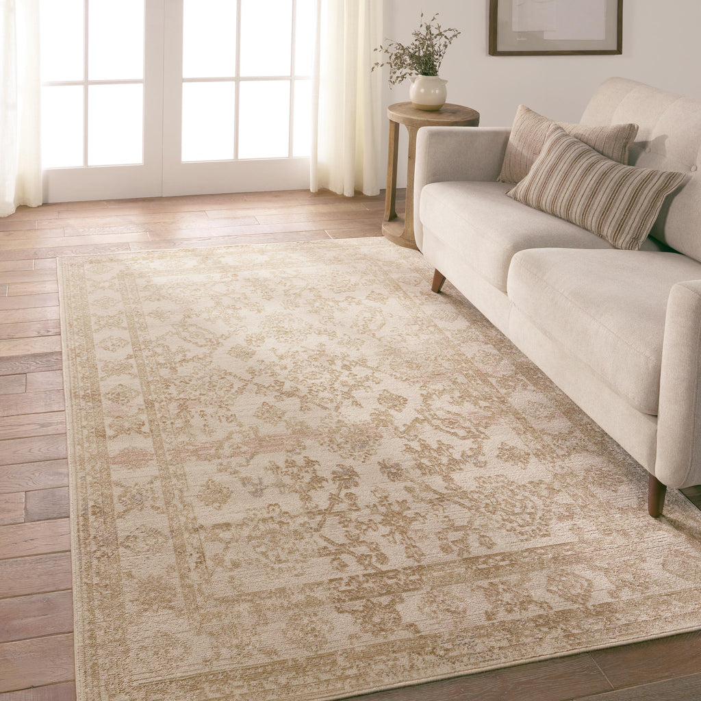 Vibe By Jaipur Living Salerno Indoor/Outdoor Medallion Gold/ Ivory Area Rug (4'X5'7")
