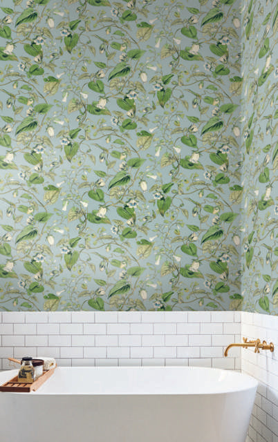 York Moon Flower Sky Blue Wallpaper