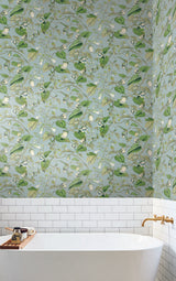 York Moon Flower Sky Blue Wallpaper