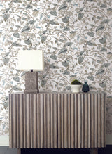 York Moon Flower White & Blue Wallpaper