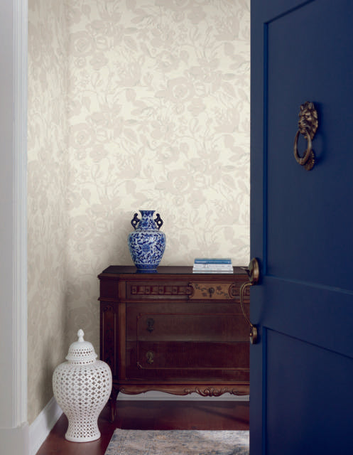 York Brushstroke Floral Pearl Wallpaper
