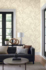 York Brushstroke Floral Taupe Wallpaper