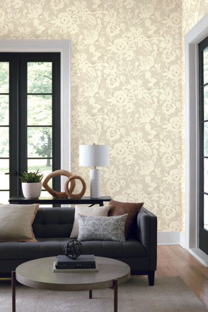 York Brushstroke Floral Taupe Wallpaper