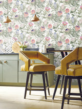 York Protea White & Fuchsia Wallpaper