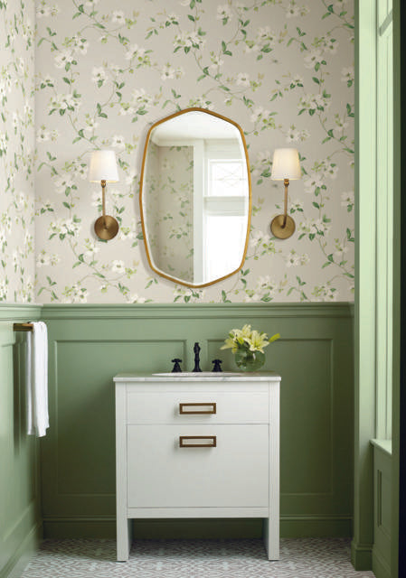 York Dogwood Light Grey Wallpaper