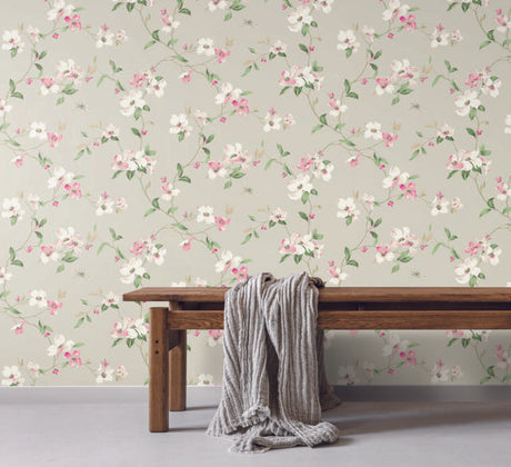 York Dogwood Taupe Wallpaper