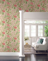 York Teahouse Floral Cream & Coral Wallpaper