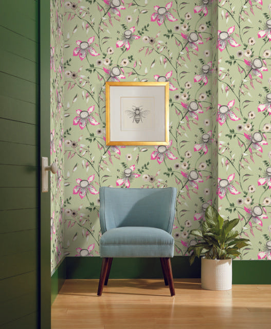 York Dream Blossom Light Green Wallpaper