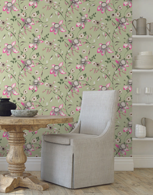 York Dream Blossom Light Green Wallpaper