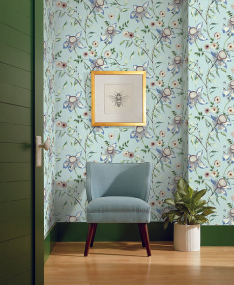 York Dream Blossom Light Blue Wallpaper