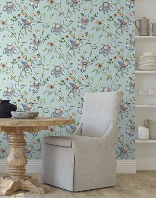 York Dream Blossom Light Blue Wallpaper