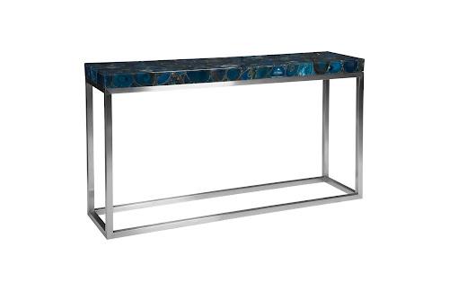 Phillips Agate Console Table Stainless Steel Base