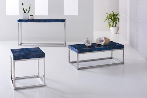 Phillips Agate Console Table Stainless Steel Base