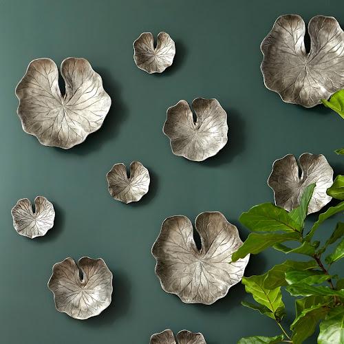 Phillips Lotus Leaf Wall Tiles Set of 3 Black/Silver Aluminum