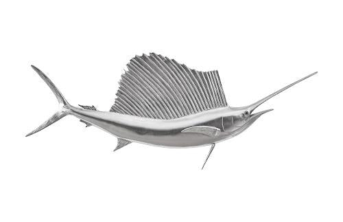 Phillips Sail Fish Wall Sculpture Resin Silver Leaf
