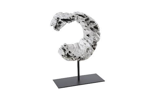 Phillips Cast Eroded Wood Circle on Stand Silver