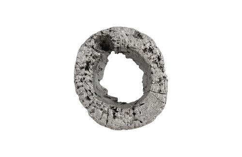 Phillips Cast Eroded Wood Circle Wall Tile Silver