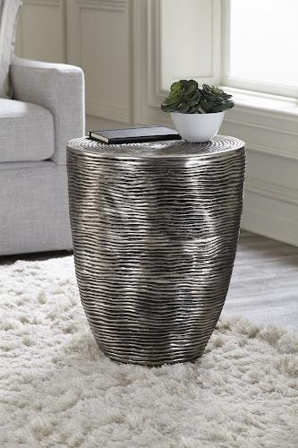 Phillips Ripple Side Table Resin Silver Leaf with Antiquing