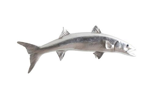 Phillips Barracuda Fish Wall Sculpture Resin Silver Leaf