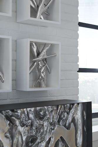 Phillips Framed Branches Wall Tile White Silver Leaf 