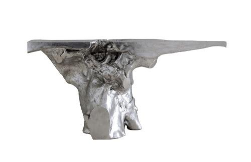 Phillips Crown Console Table Silver Leaf 