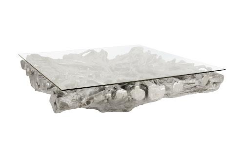 Phillips Square Root Cast Coffee Table With Glass