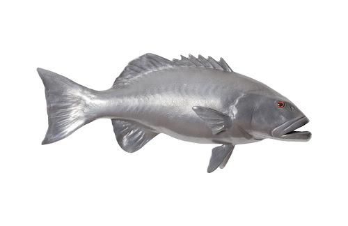 Phillips Coral Trout Fish Wall Sculpture Resin Polished Aluminum Finish