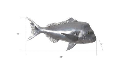 Phillips Australian Snapper Fish Wall Sculpture Resin Polished Aluminum Finish