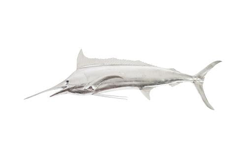 Phillips Blue Marlin Fish Wall Sculpture Resin Silver Leaf