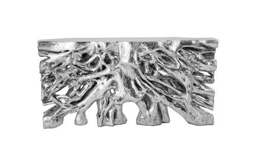 Phillips Square Root Console Table Silver Leaf