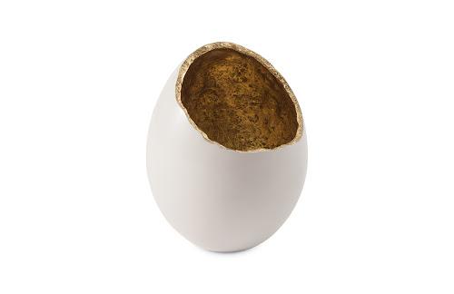 Phillips Broken Egg Vase White and Gold Leaf
