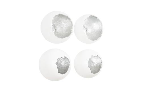 Phillips Broken Egg Wall Art White and Silver Leaf Set of 4