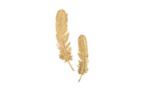 Phillips Feathers Wall Art Small Gold Leaf Set of 2